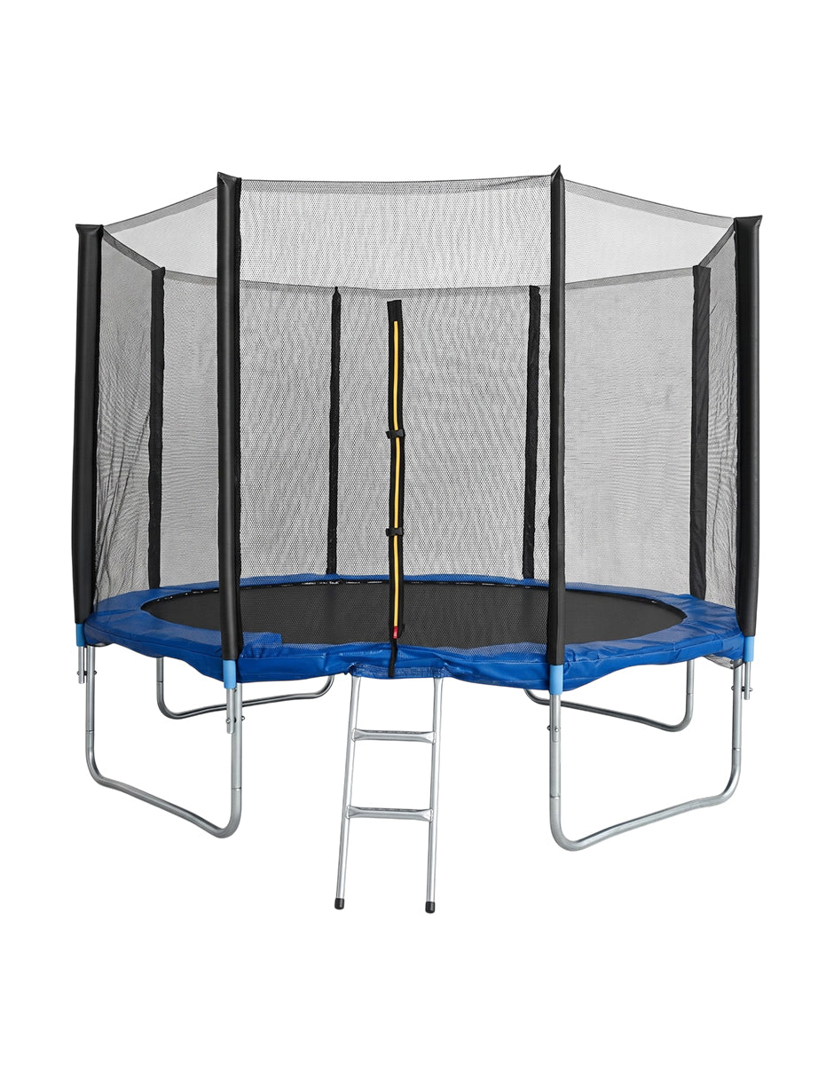 Trampolín Armable de 12FT Azul con Red de Seguridad, Estructura de Acero Galvanizado y Escalera de Acceso