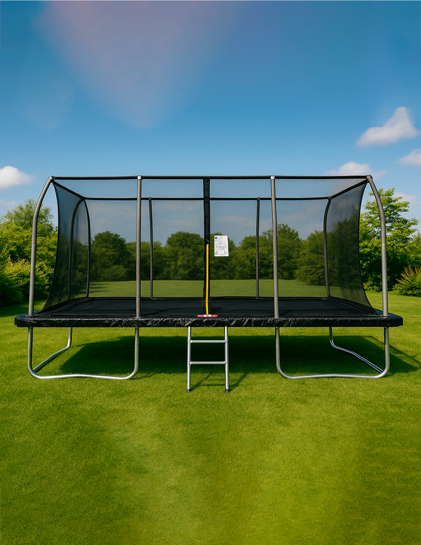 Trampolín Rectangular de 17 Pies con Red de Seguridad, Escalera de Acceso y 108 Resortes para Gimnasia