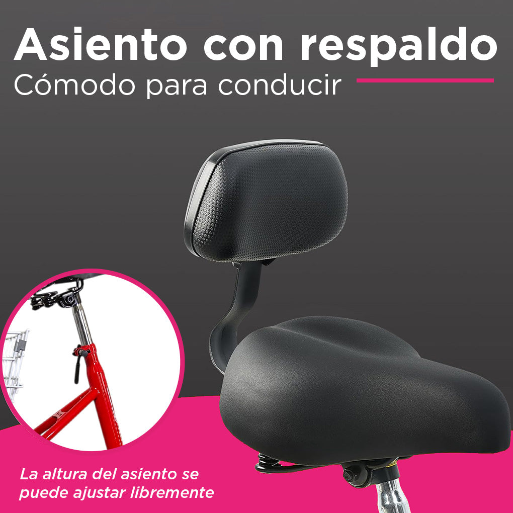 Triciclo para Adultos Color Rojo de Vanlig R24 - Bicicleta de 3 Ruedas con 7 Velocidades Shimano y Canasta