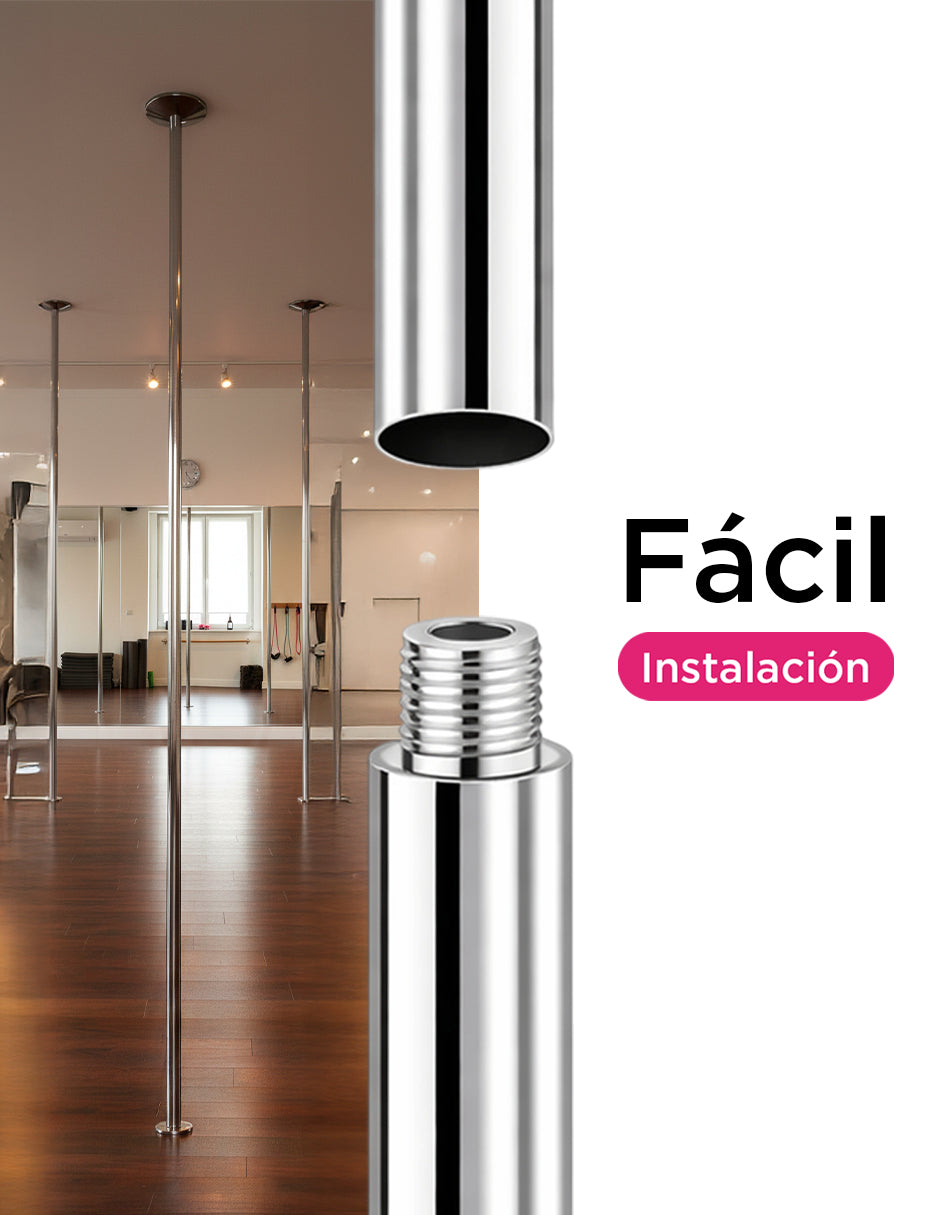 Tubo Para Ejercicio Fitness Giratorio y Fijo Plateado