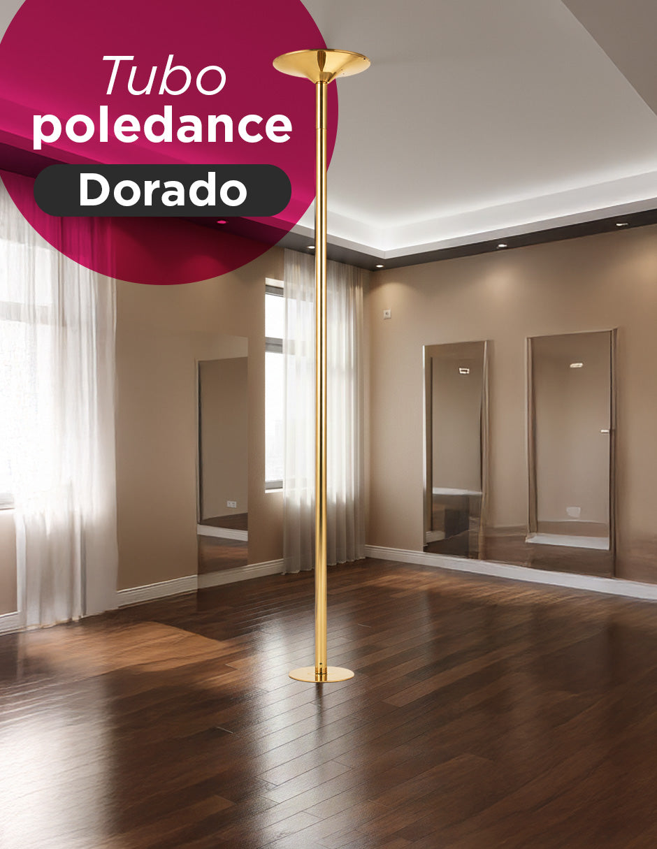 Tubo de Pole Dance Profesional Ajustable Dorado para Ejercicio Fitness con Modo Giratorio y Estático