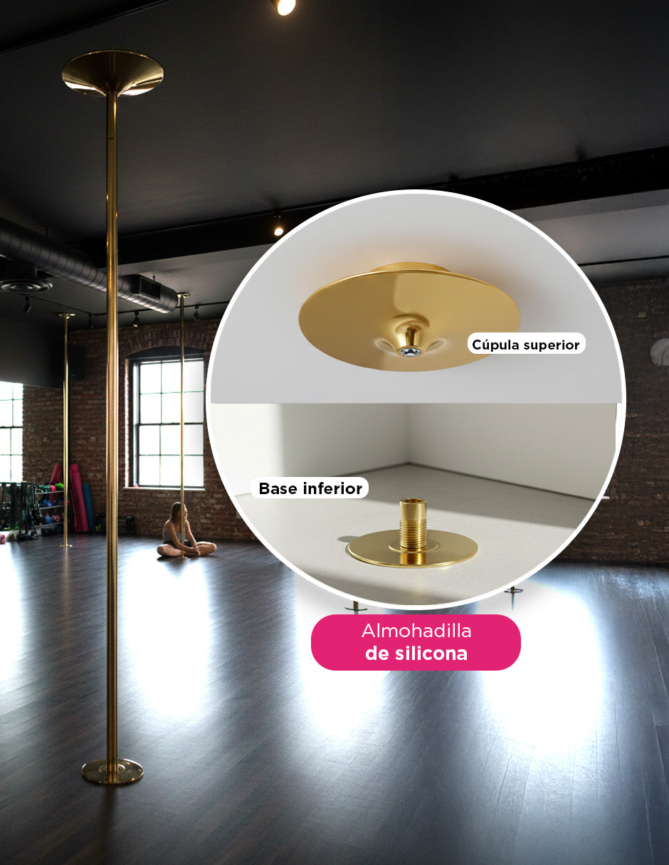 Tubo de Pole Dance Profesional Ajustable Dorado para Ejercicio Fitness con Modo Giratorio y Estático