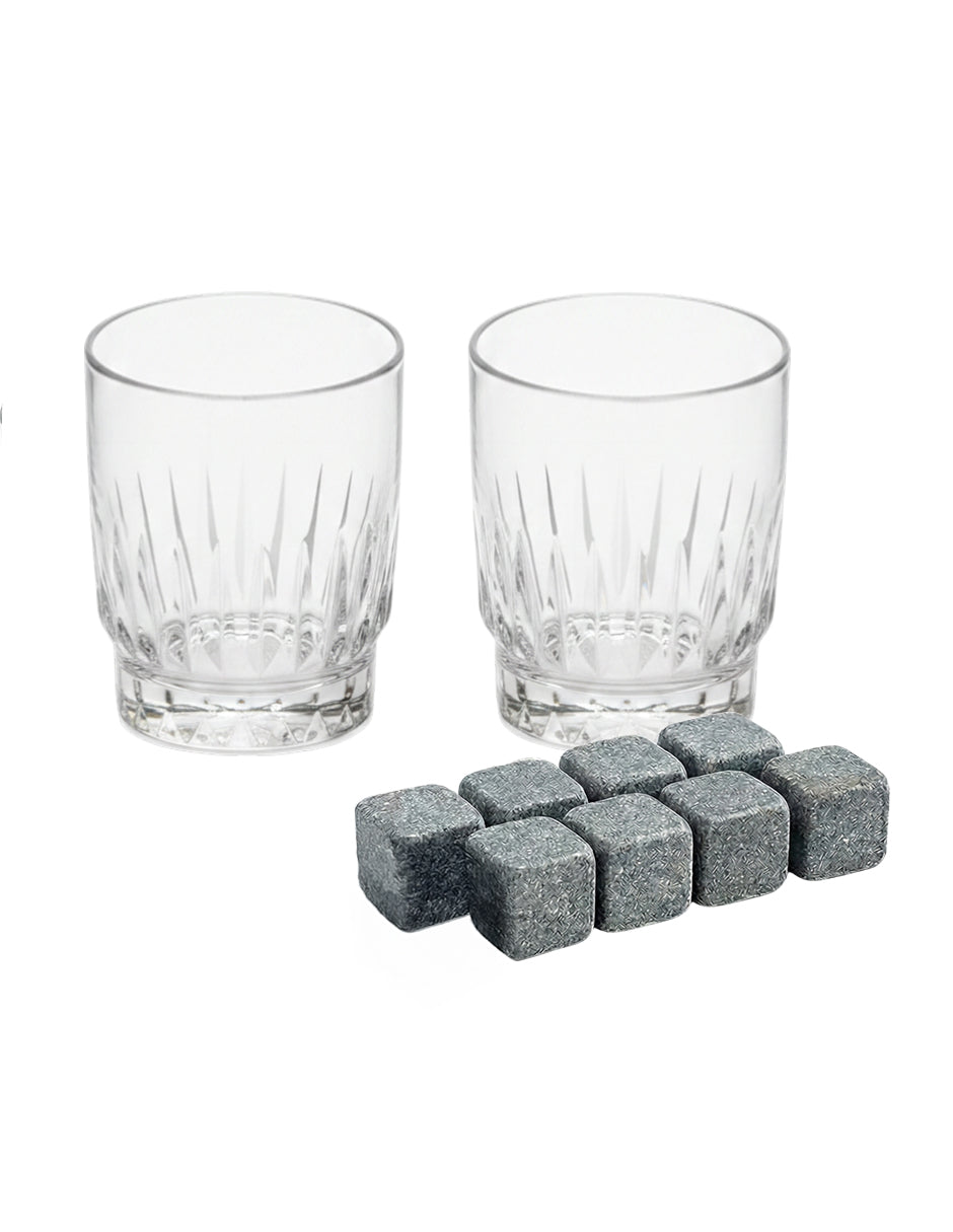 Vasos Galway de Cristal Cortado con Piedras Térmicas Reutilizables - Set de Lujo para Bar
