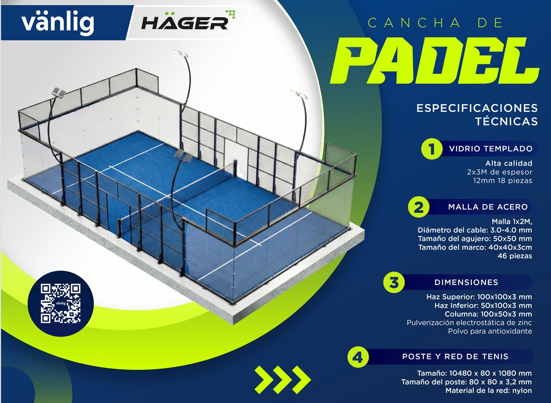 Cancha Padel Panoramica Vidrio 12mm Electrostatica Atp Padel