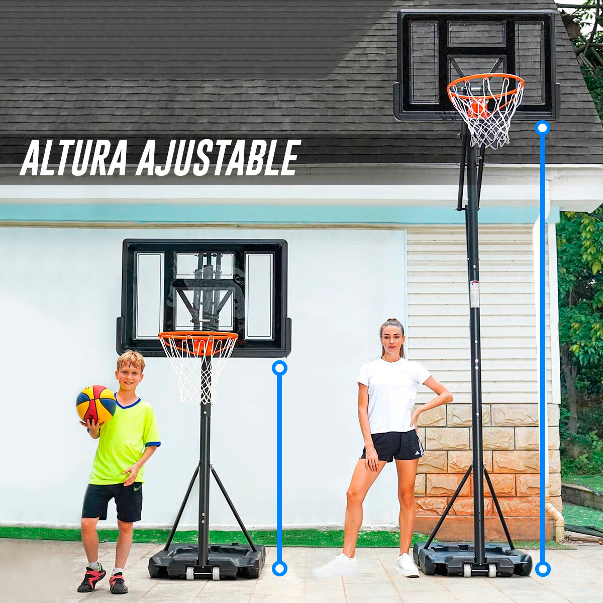 Canasta de básquetbol con brazo de ajuste