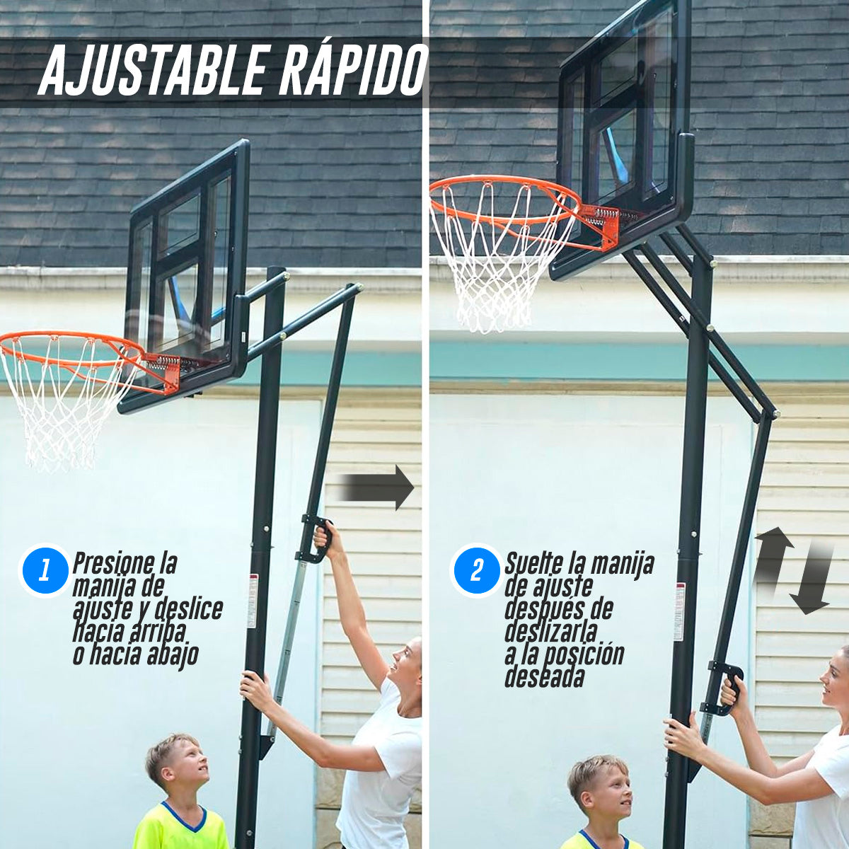 Canasta de básquetbol con brazo de ajuste