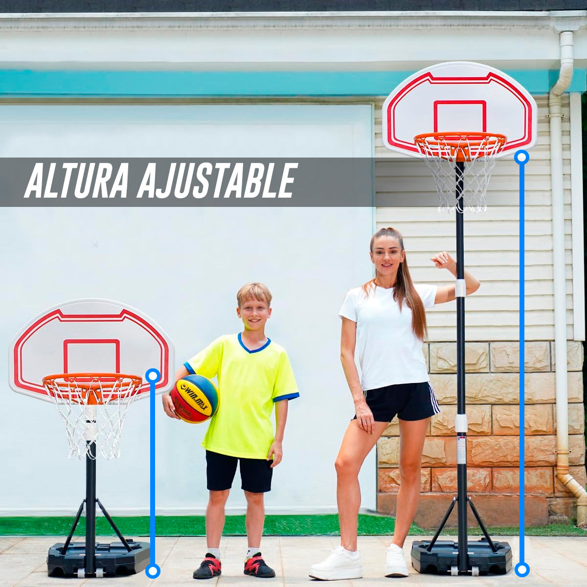 Canasta De Basquetball Infantil Ajustable 1.65 -  2.10 Mts