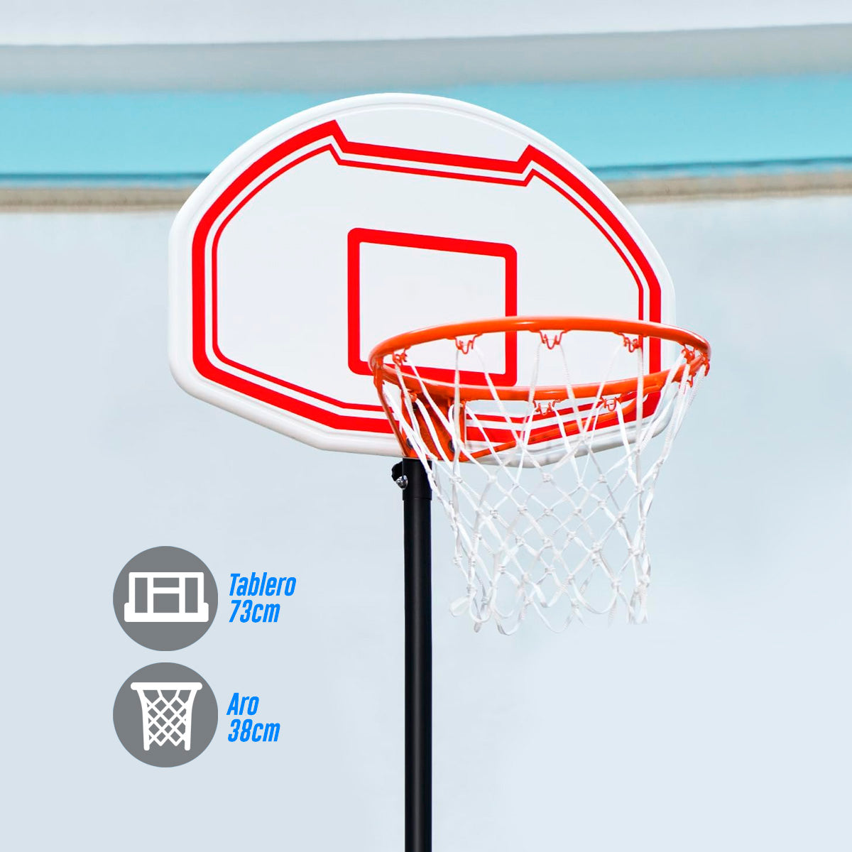 Canasta De Basquetball Infantil Ajustable 1.65 -  2.10 Mts