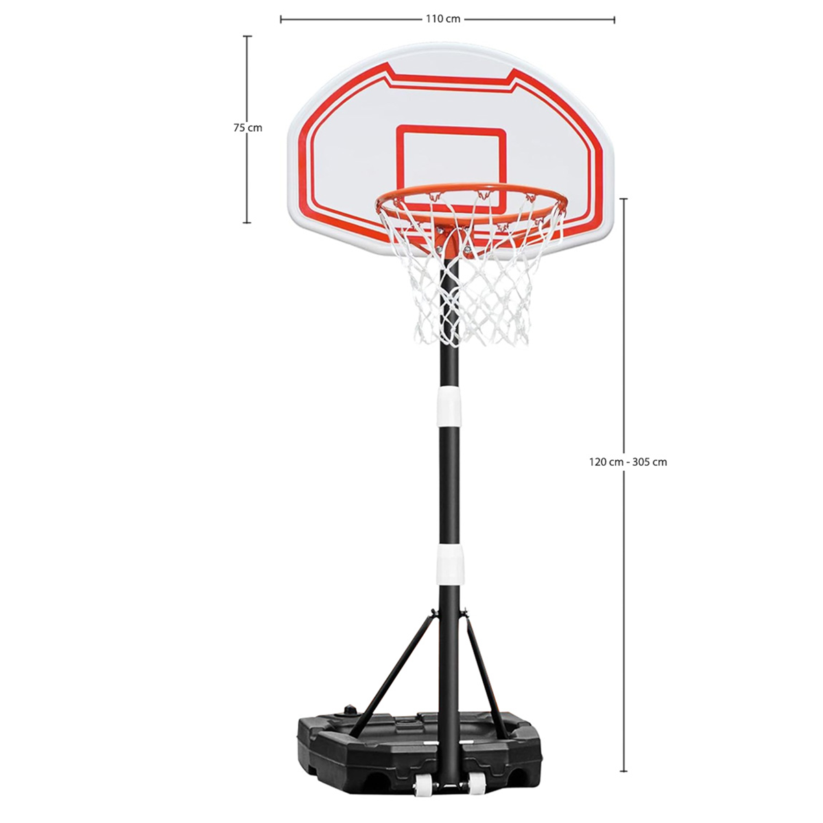 Canasta De Basquetball Infantil Ajustable 1.65 -  2.10 Mts
