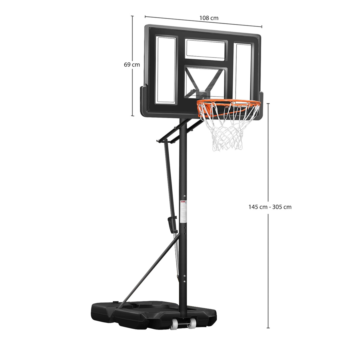 Canasta de básquetbol con brazo de ajuste