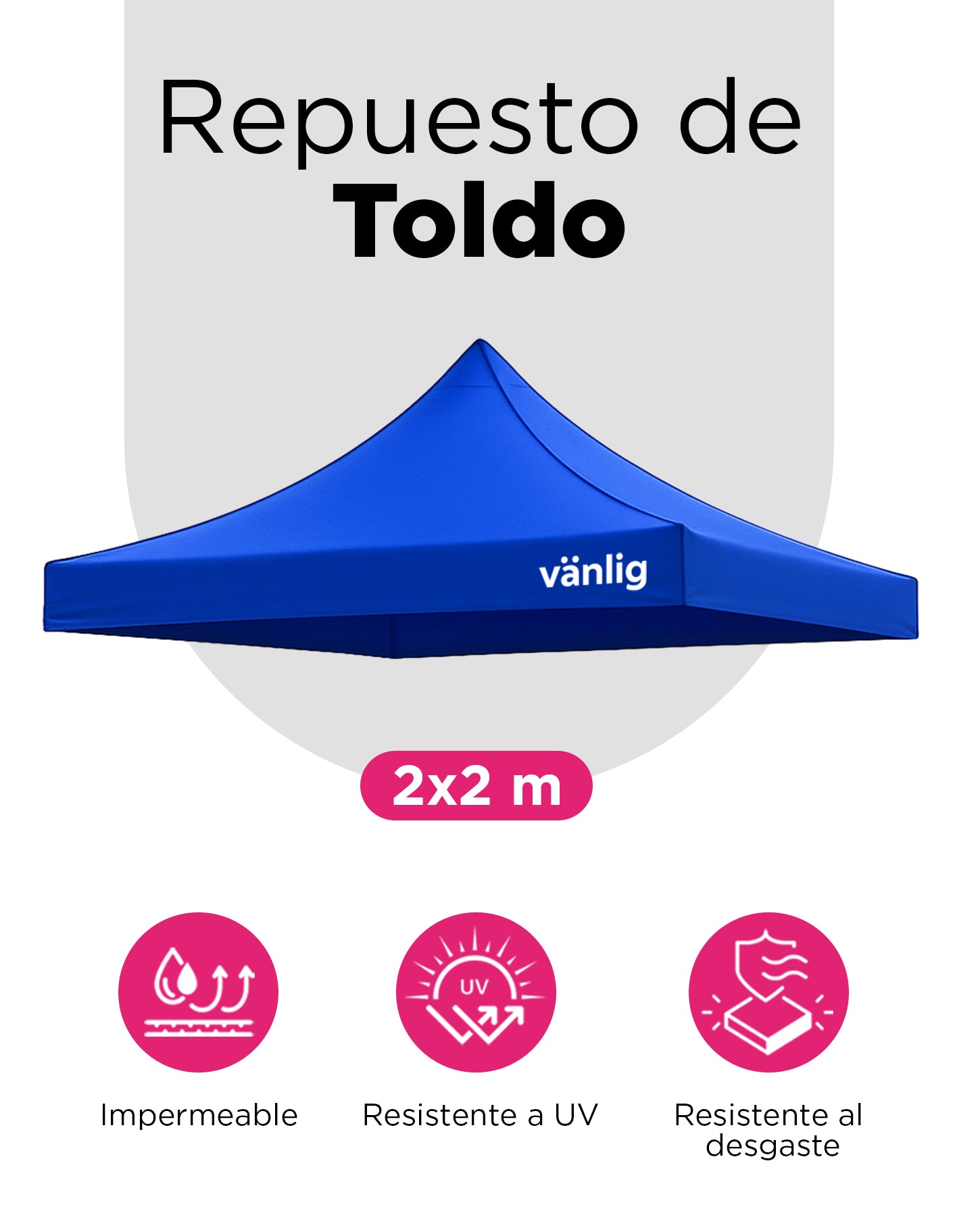 Lona de Repuesto Para Toldo 2X2 m Azul