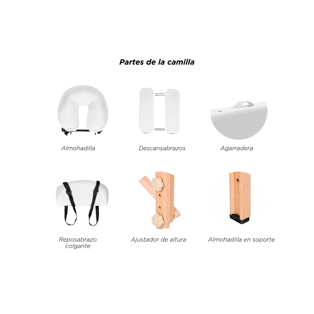 Cama de Masajes de Madera  Maldiva Blanca