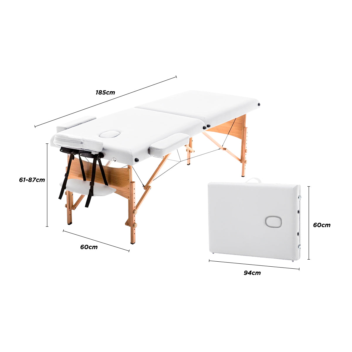 Cama de Masajes de Madera  Maldiva Blanca