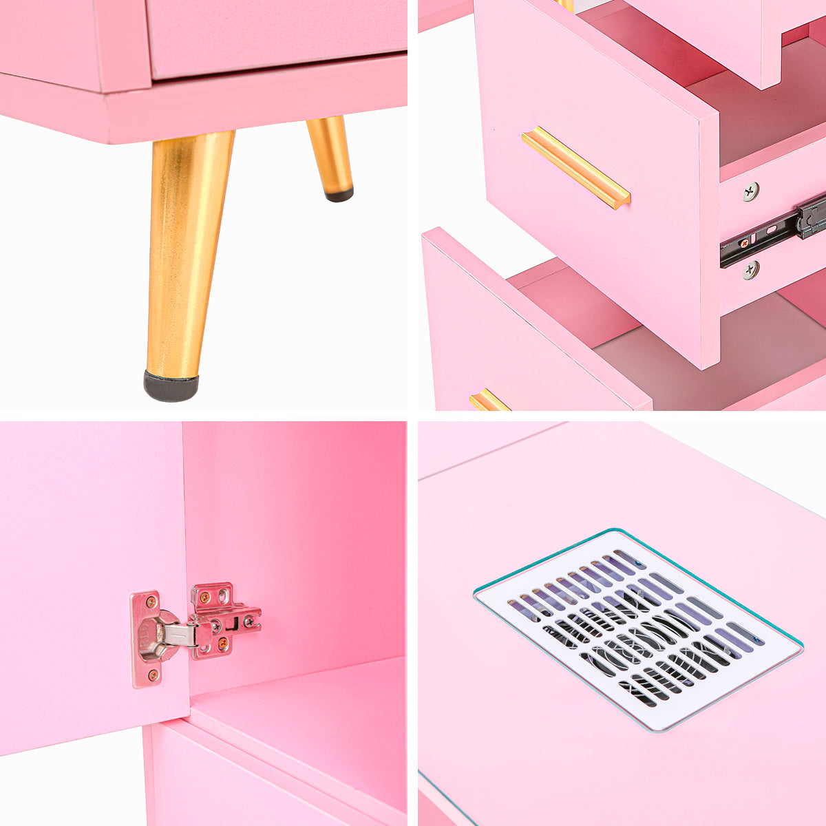 Mesa De Manicura, Estación De Mesa De Uñas Con Colector De Polvo Eléctrico (rosa)