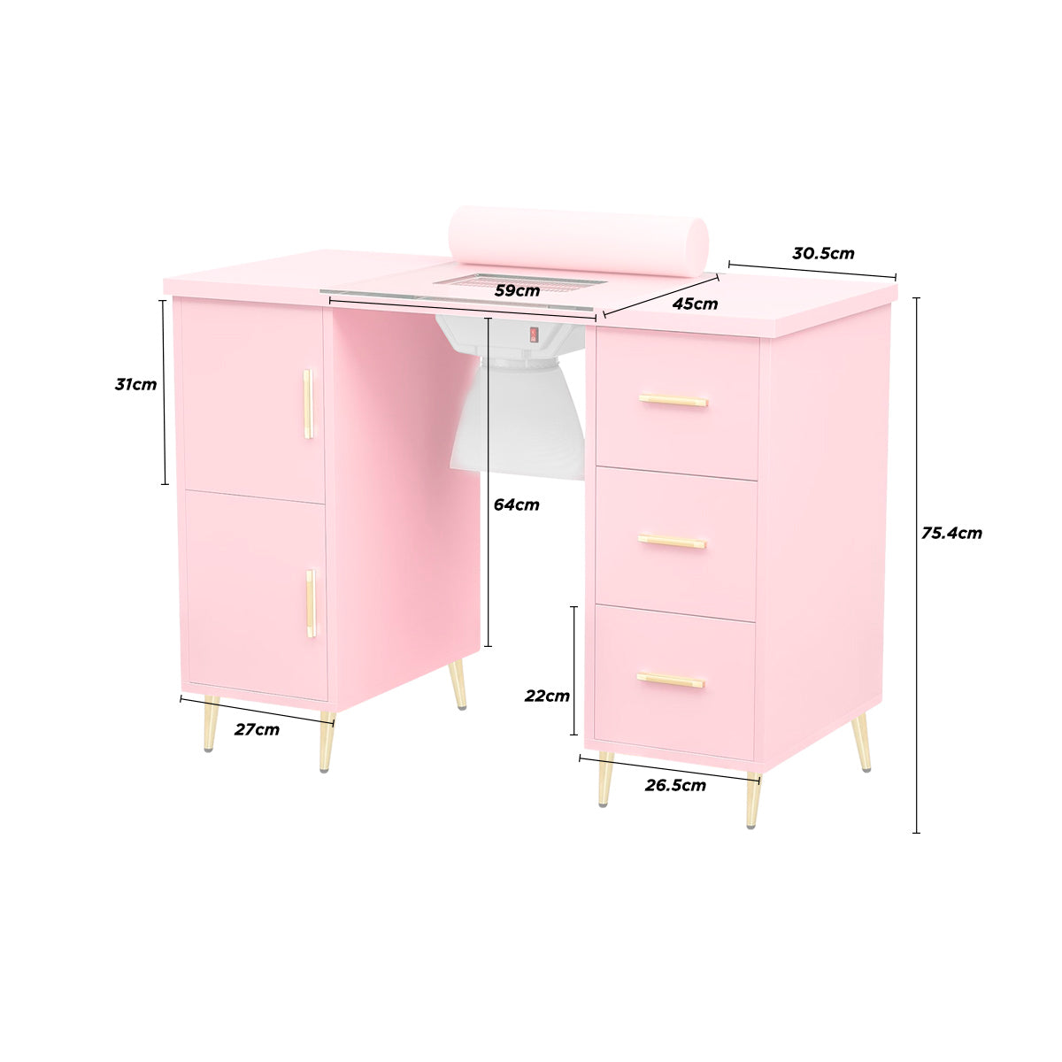 Mesa De Manicura, Estación De Mesa De Uñas Con Colector De Polvo Eléctrico (rosa)