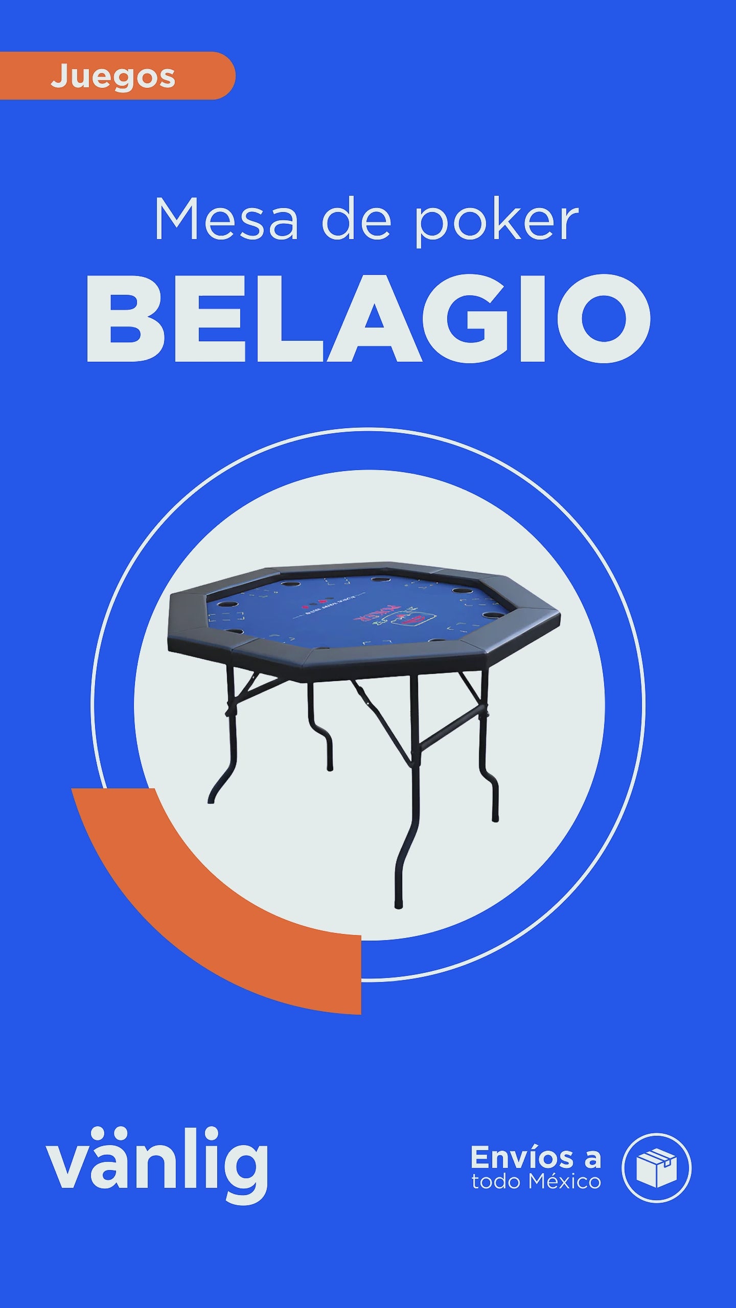 Cargar vídeo: Mesa de Poker Azul Octagonal de Vanlig: Profesional, Plegable y Compacta para 8 Jugadores