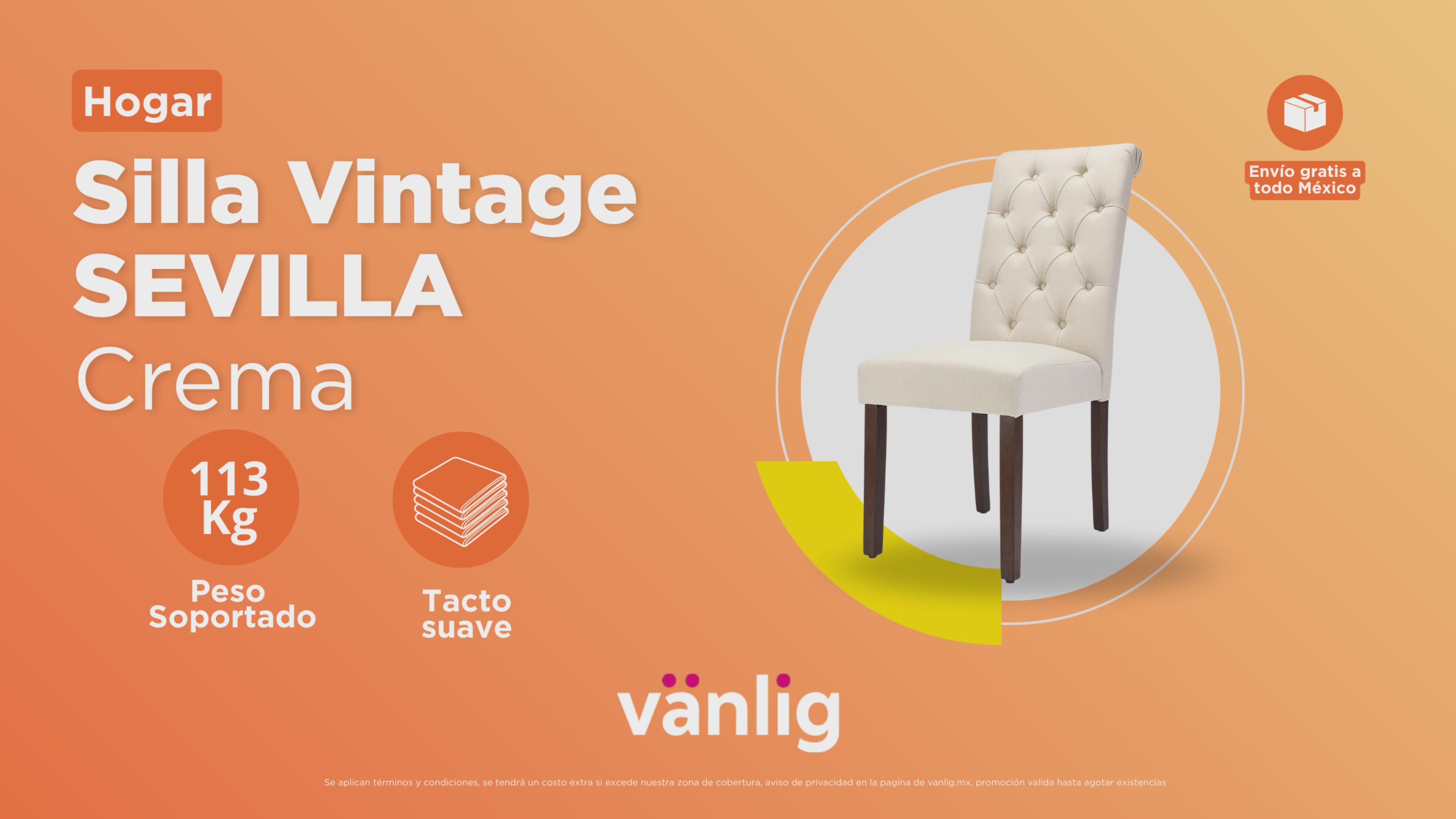 Cargar vídeo: Set de Sillas de Comedor Sevilla Crema (Par)