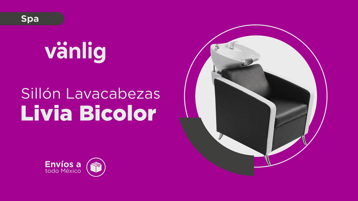 Cargar vídeo: Sillón Lavacabezas Livia Bicolor para Salón de Belleza con Tarja Ajustable de Cerámica y Tapizado de Vinipiel Ergónomico