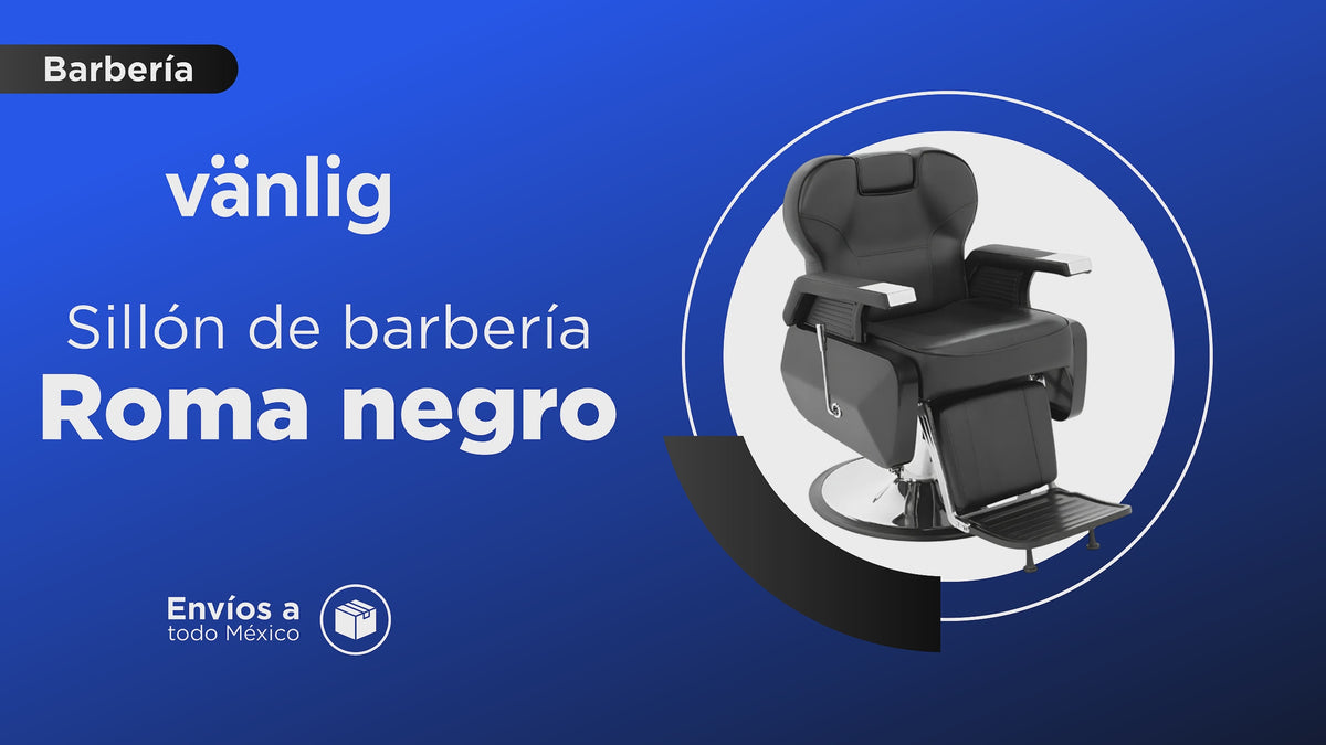 Cargar vídeo: Sillón/Silla Roma Negro de Barberia Peluquería Estética Neumático