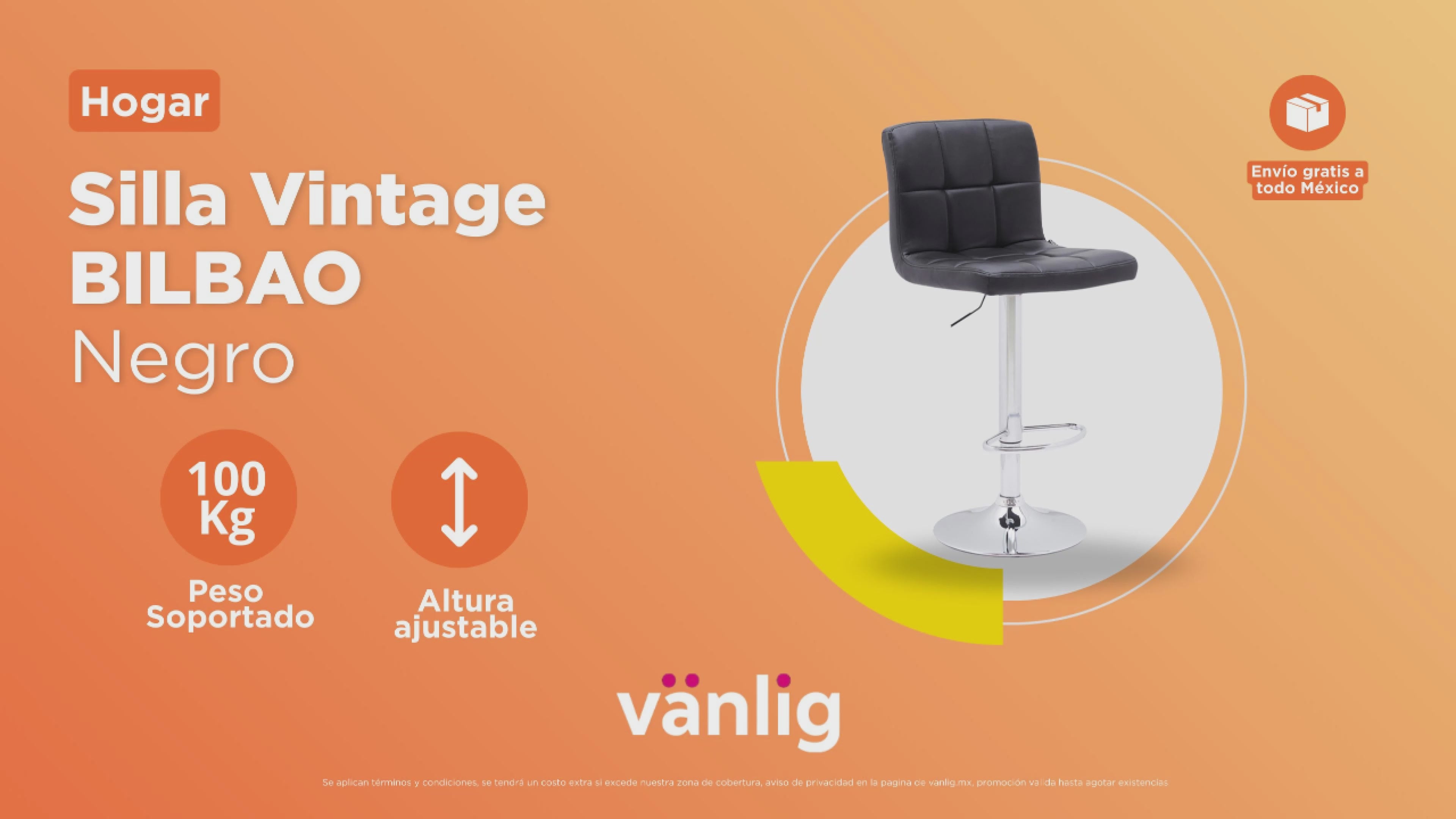 Cargar vídeo: Par de Sillas para Barra Bilbao Negro