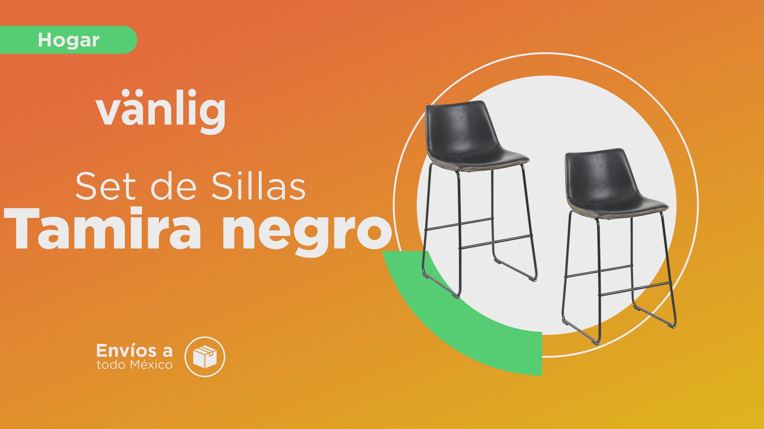 Cargar vídeo: Set de Sillas de Barra Fijas Tamira Negro (Par)