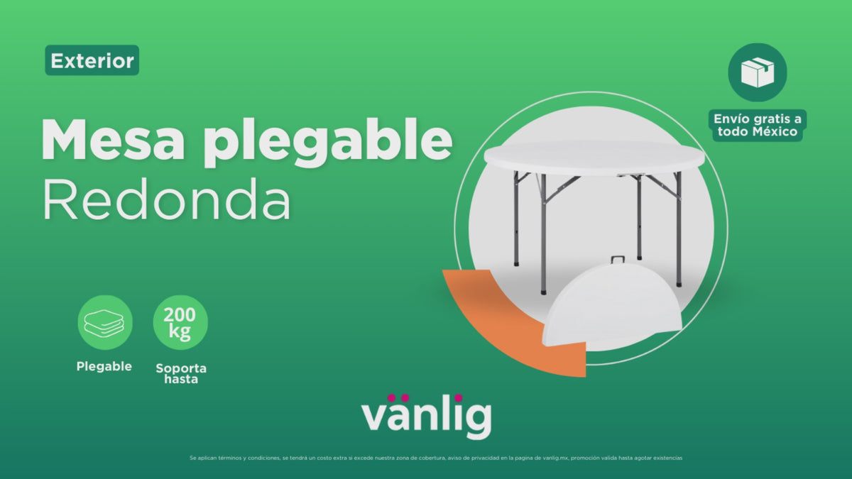 Cargar vídeo: Mesa Plegable Redonda  122 Cm Diametro