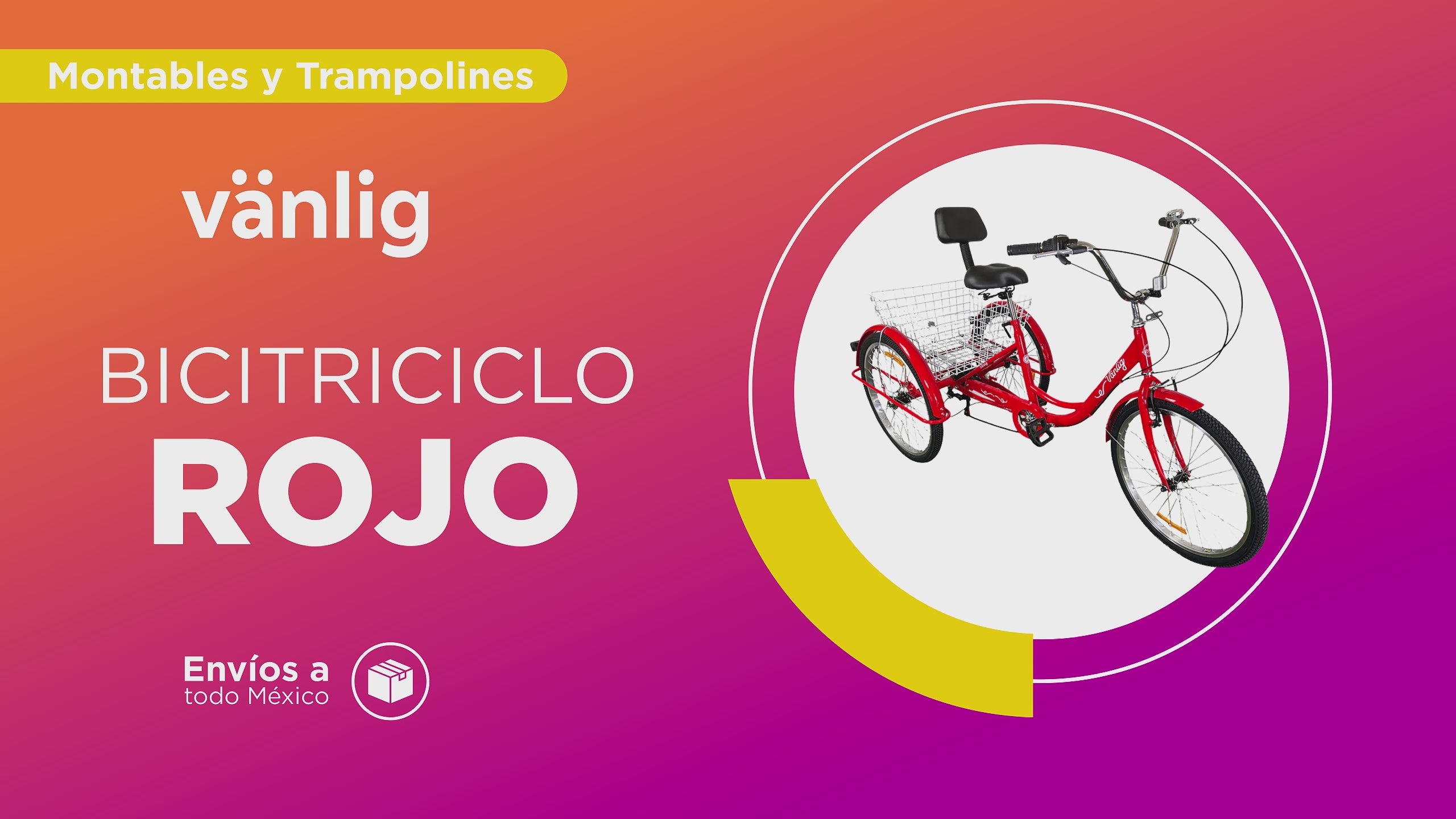 Cargar vídeo: Triciclo para Adultos Color Rojo de Vanlig R24 - Bicicleta de 3 Ruedas con 7 Velocidades Shimano y Canasta