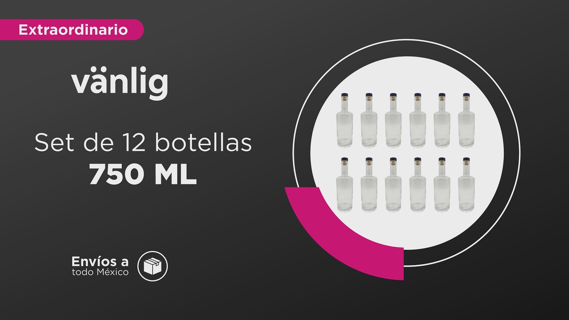 Cargar vídeo: Set de 12 Botellas Licoreras de Vidrio Premium: 750ml con Sellado Hermético de Alta Densidad