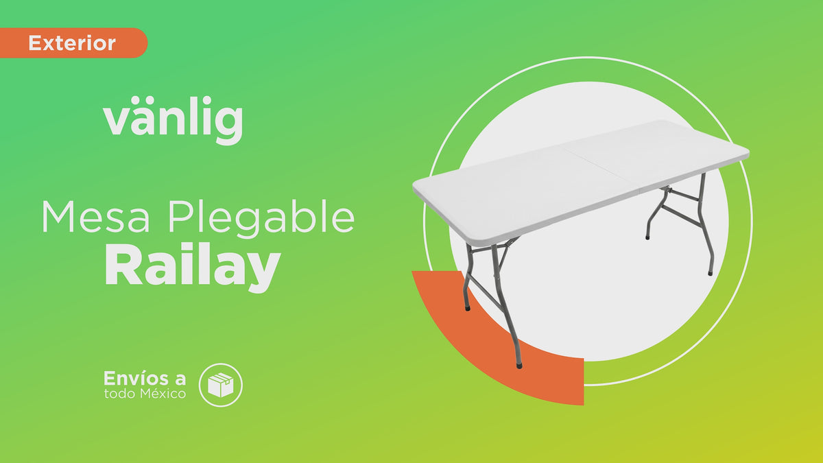 Cargar vídeo: Mesa Plegable Portátil de 1.80 Metros Railay Blanco con Cubierta de Polietileno de Alta Calidad, Estructura de Acero Reforzado