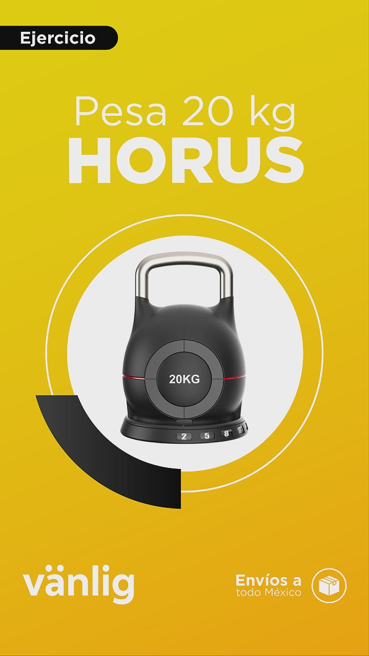 Cargar vídeo: Pesa Campana Ajustable 20kg Horus Negro