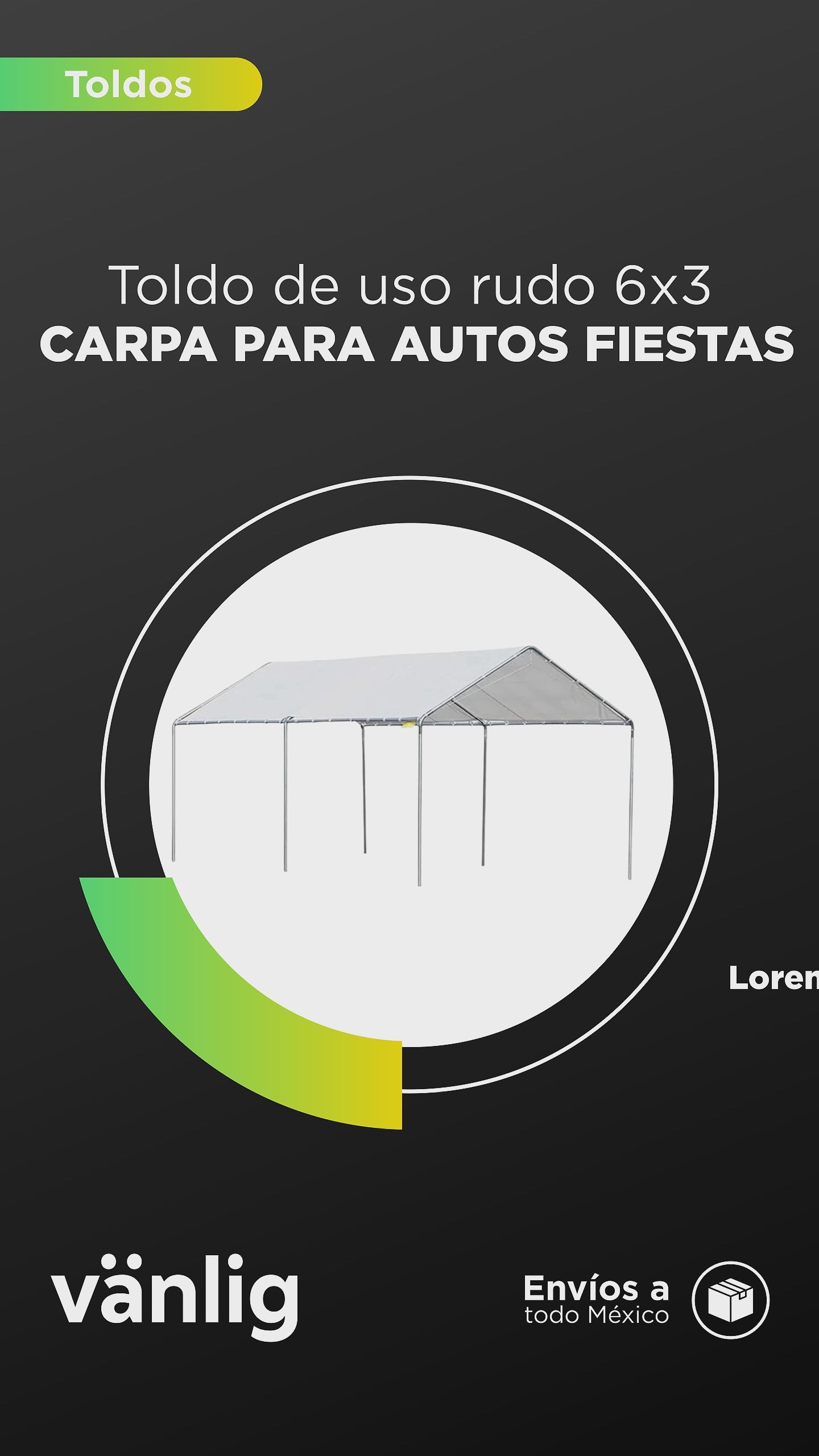Cargar vídeo: Toldo Carpa de Uso Rudo 6x3m Blanco con Uniones Metálicas, Estructura de Acero y 6 Bases de Apoyo