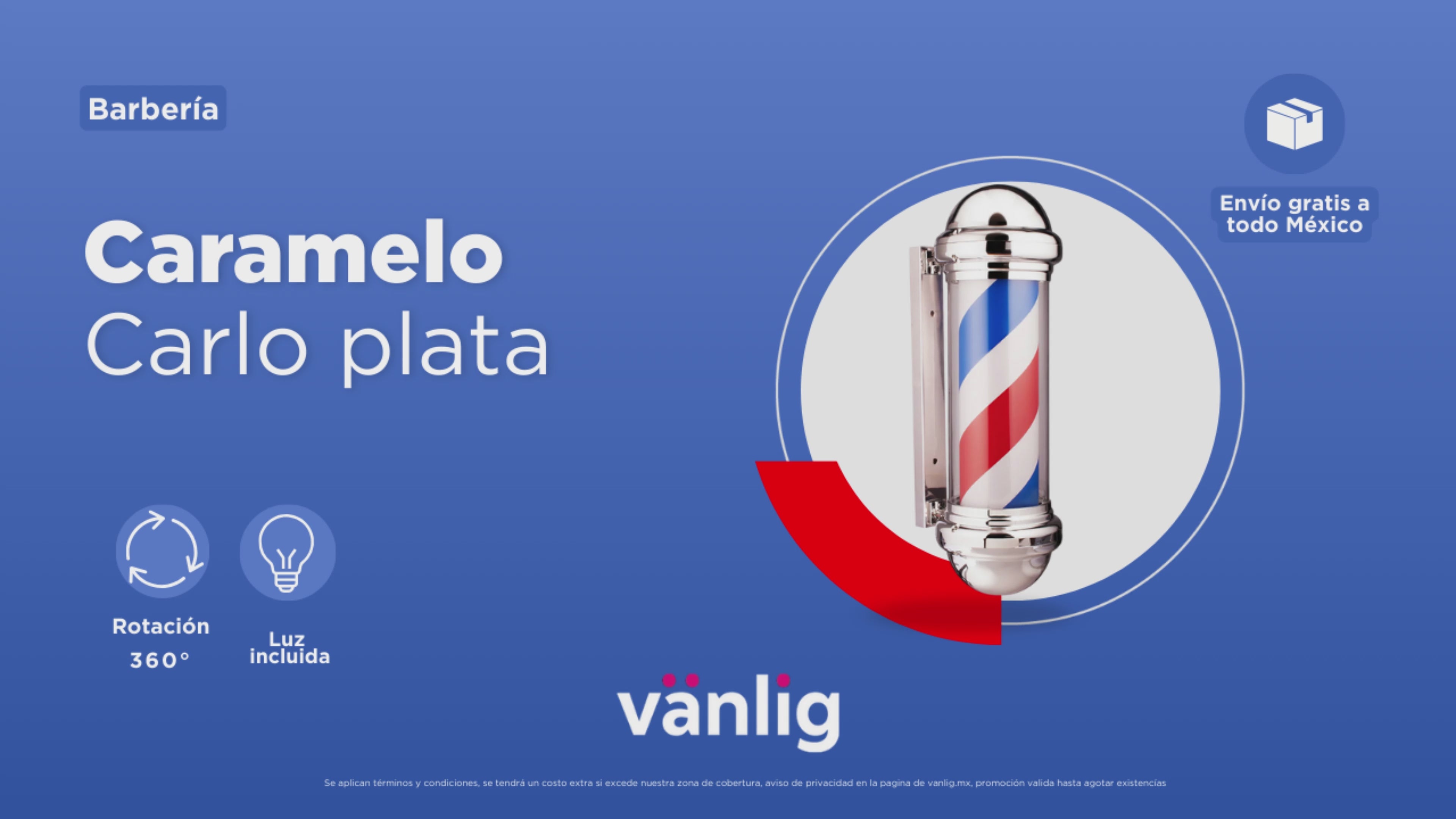 Cargar vídeo: Poste Caramelo para Barbería Carlo Plata