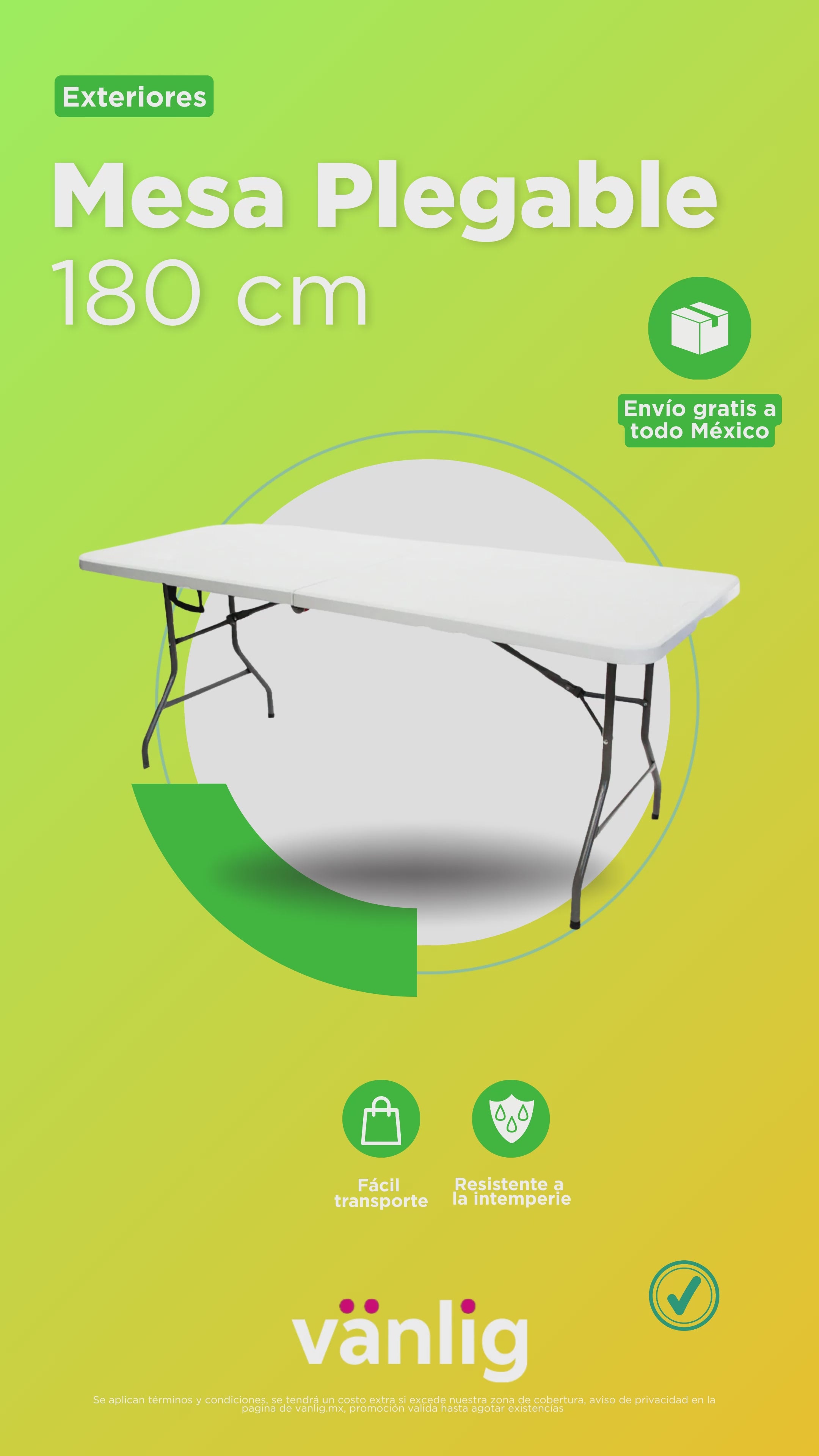 Cargar vídeo: Mesa Plegable Fiesta 1.80 M Blanco