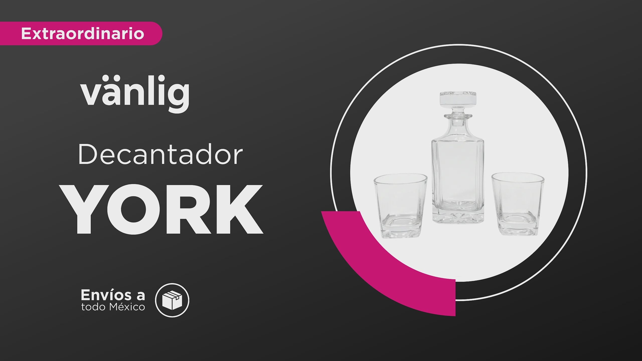 Cargar vídeo: Decantador York de Vidrio con Tapón Hermético y Set de Vasos de Lujo