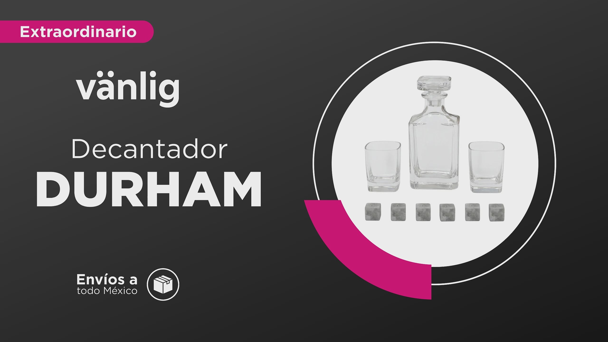 Cargar vídeo: Decantador Durham de Vidrio - Kit de Lujo con Piedras Enfriadoras de Piedra Natural