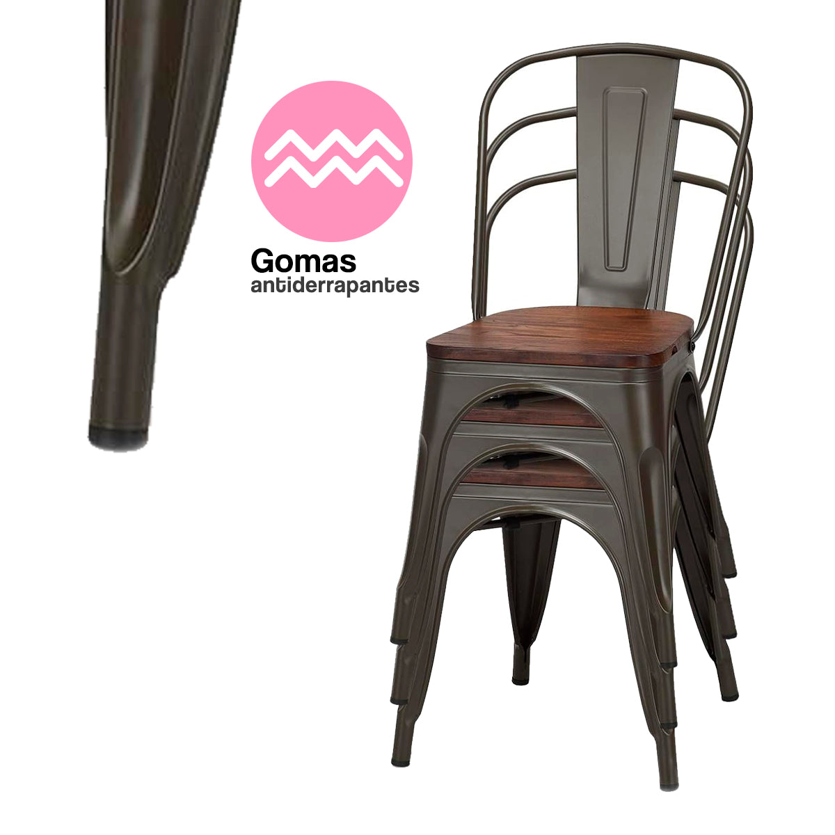 Set de 4 Sillas Vanlig Almería Negra