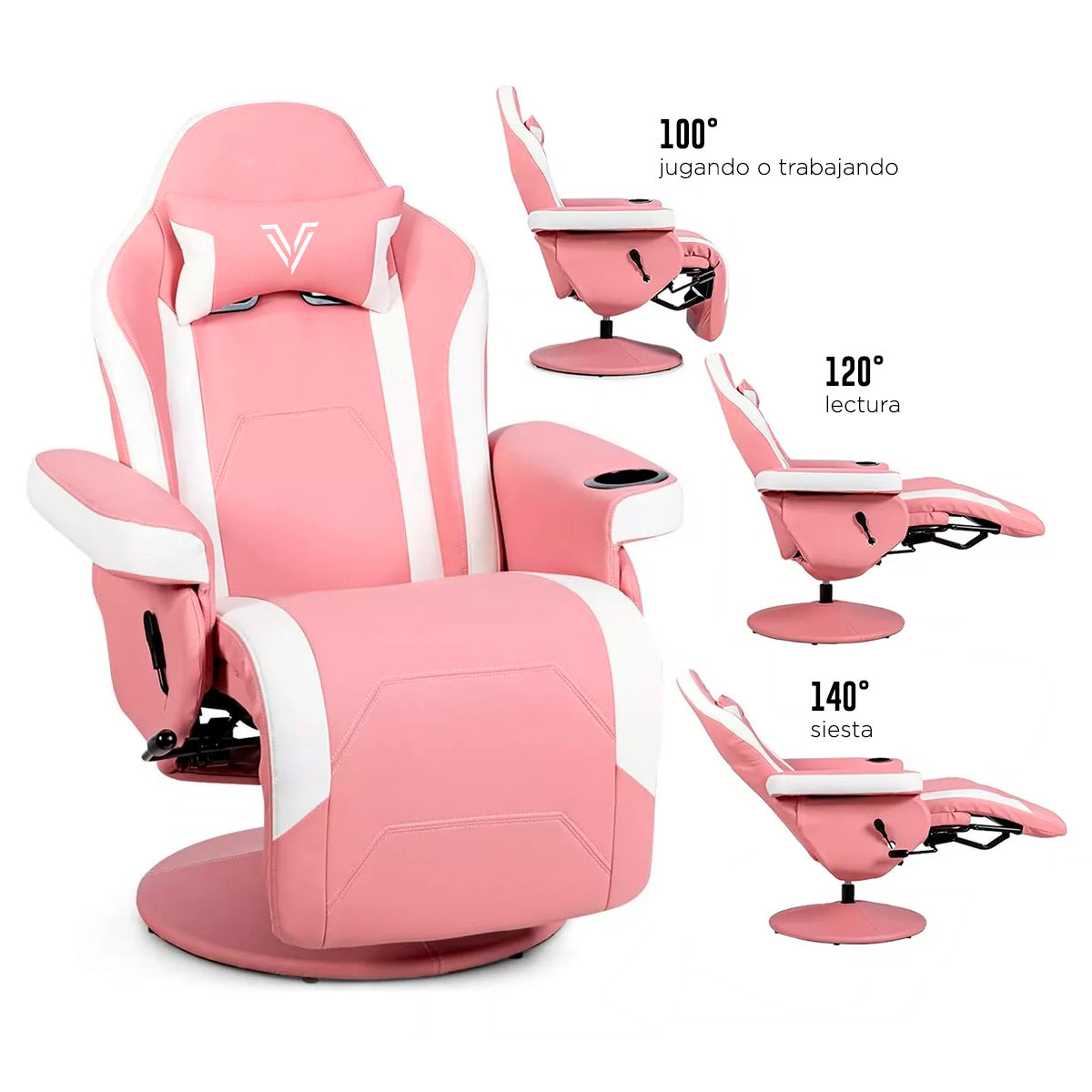 Sillón Gamer Eléctrico con Masaje Titan Rosa