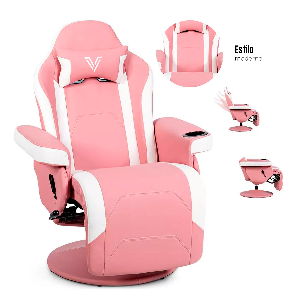 Sillón Gamer Eléctrico con Masaje Titan Rosa