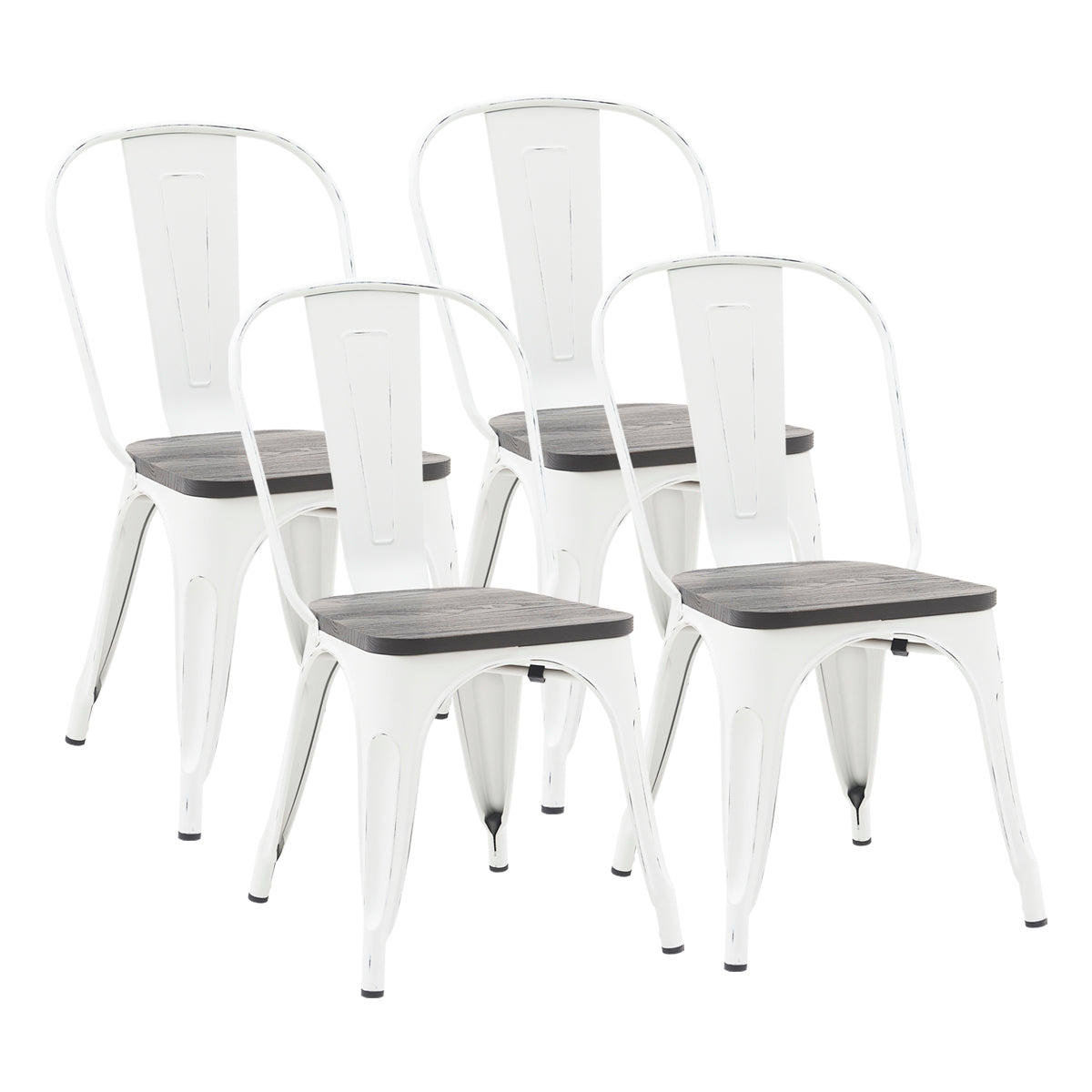Set de 4 Sillas Metálicas Almería - Color Blanco Minimalista para Comedor y Restaurante