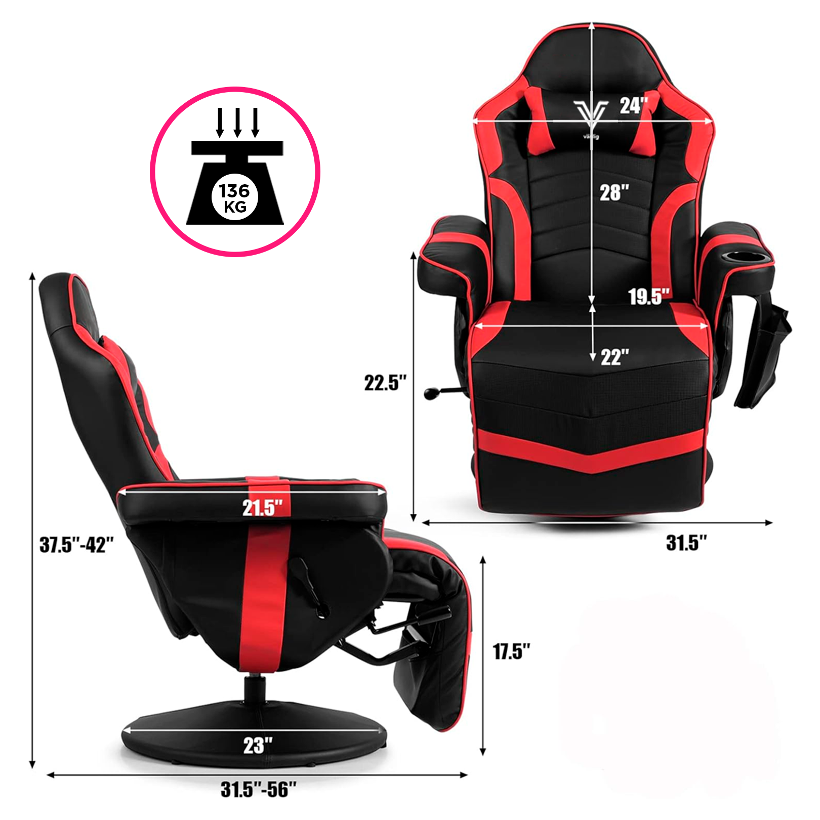 Sillón Gamer Eléctrico con Masaje Titan Rojo