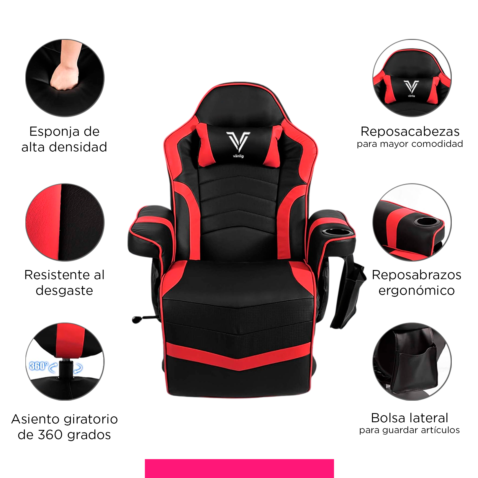 Sillón Gamer Eléctrico con Masaje Titan Rojo