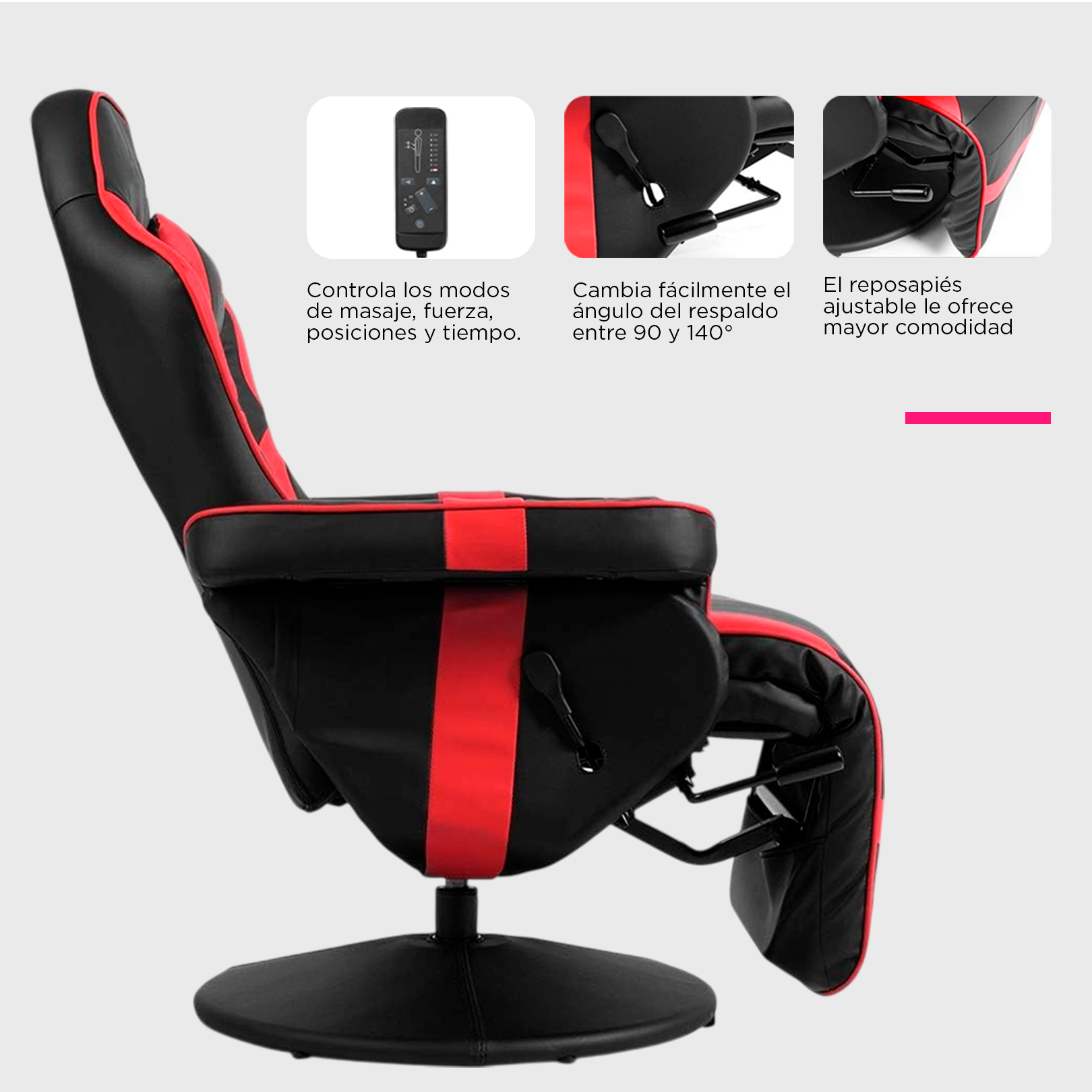 Sillón Gamer Eléctrico con Masaje Titan Rojo