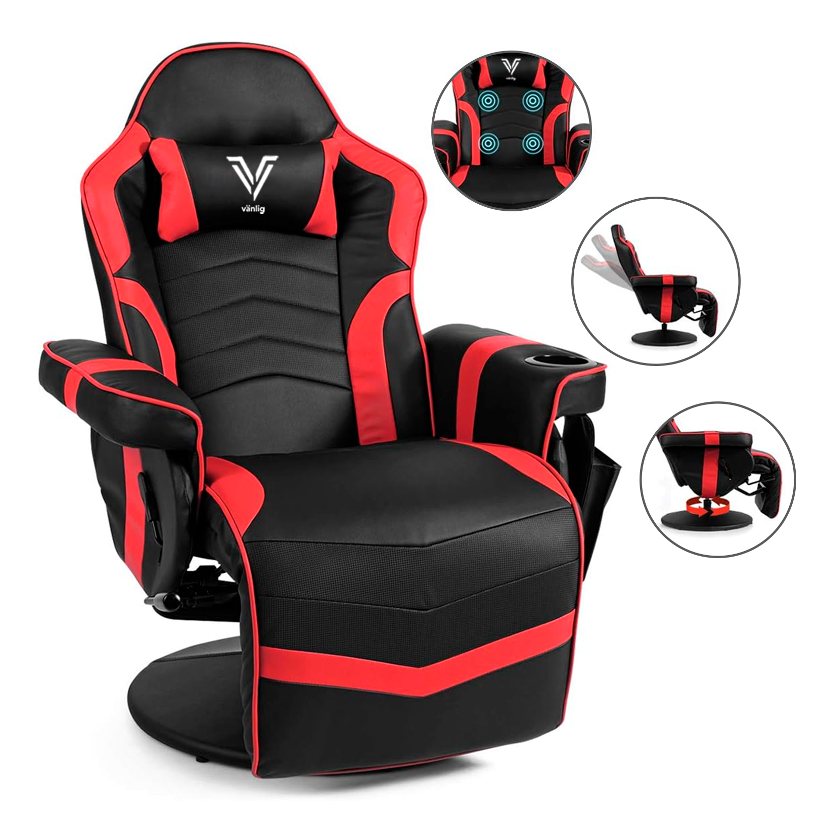 Sillón Gamer Eléctrico con Masaje Titan Rojo