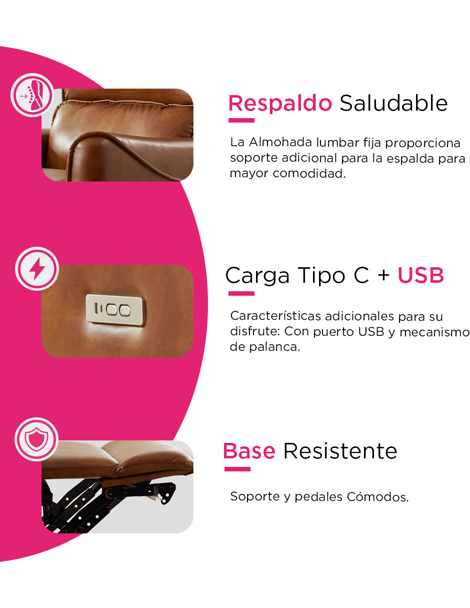 Sillón Reposet Reclinable Eléctrico con Mecedora y Base Giratoria – Modelo Treveris