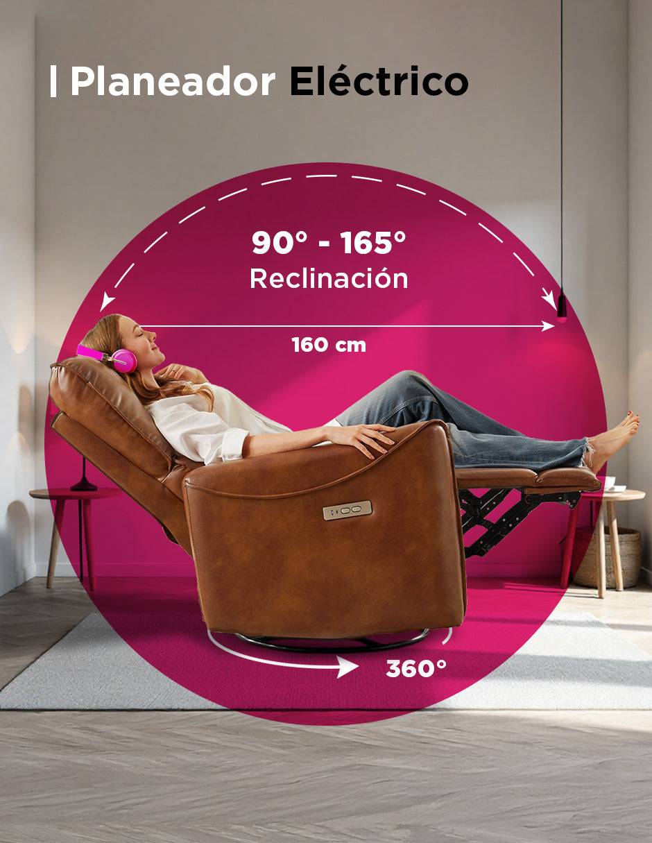 Sillón Reposet Reclinable Eléctrico con Mecedora y Base Giratoria – Modelo Treveris