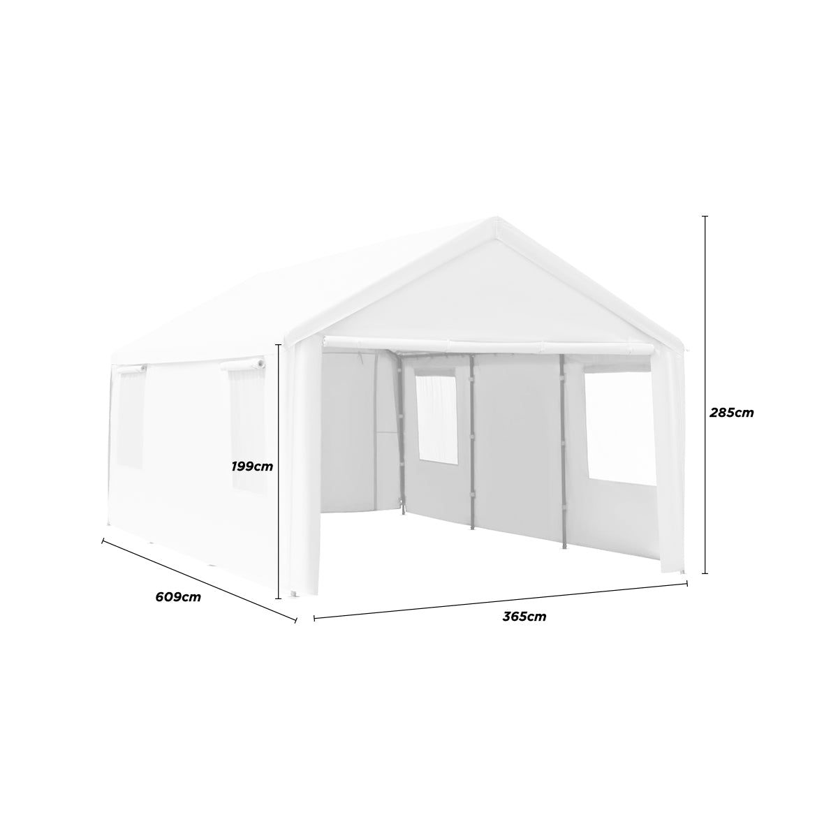 Toldo Para Auto con Paredes 6x3 Mt Blanco