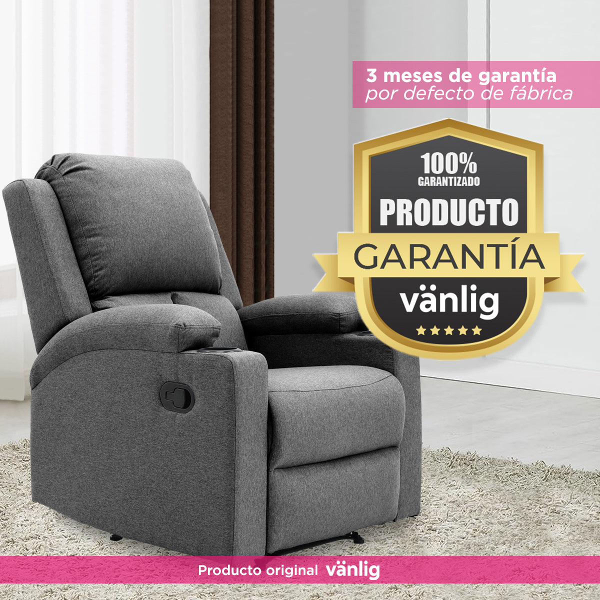 Sillón Reposet Manual Toscano Gris Oscuro