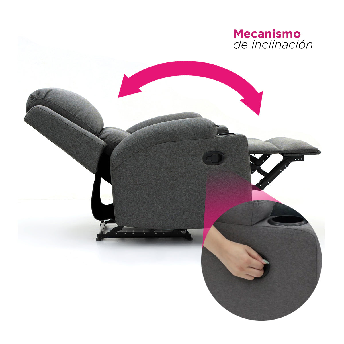 Sillón Reposet Manual Toscano Gris Oscuro