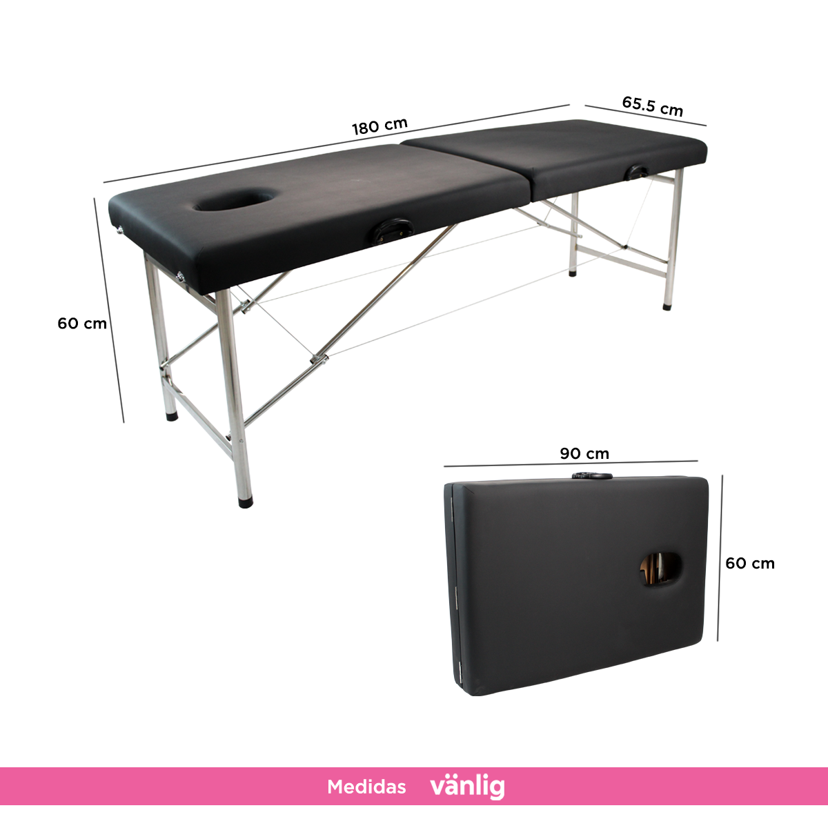 Cama de masaje plegable Agra negro