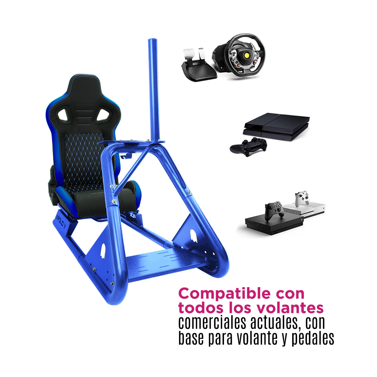Silla Gaming Simulador Carreras Apolo V Azul
